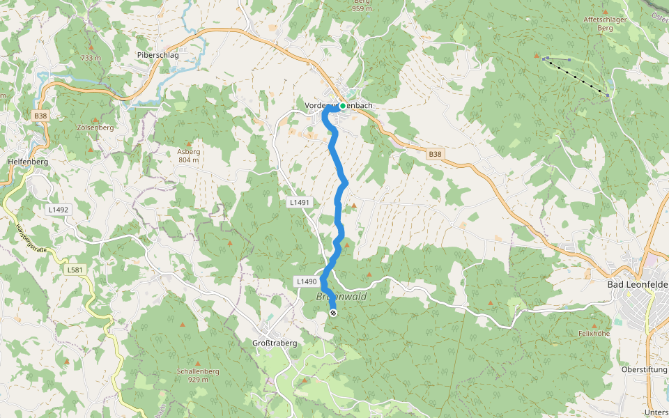Trabergrunde walking route map in Vorderweißenbach