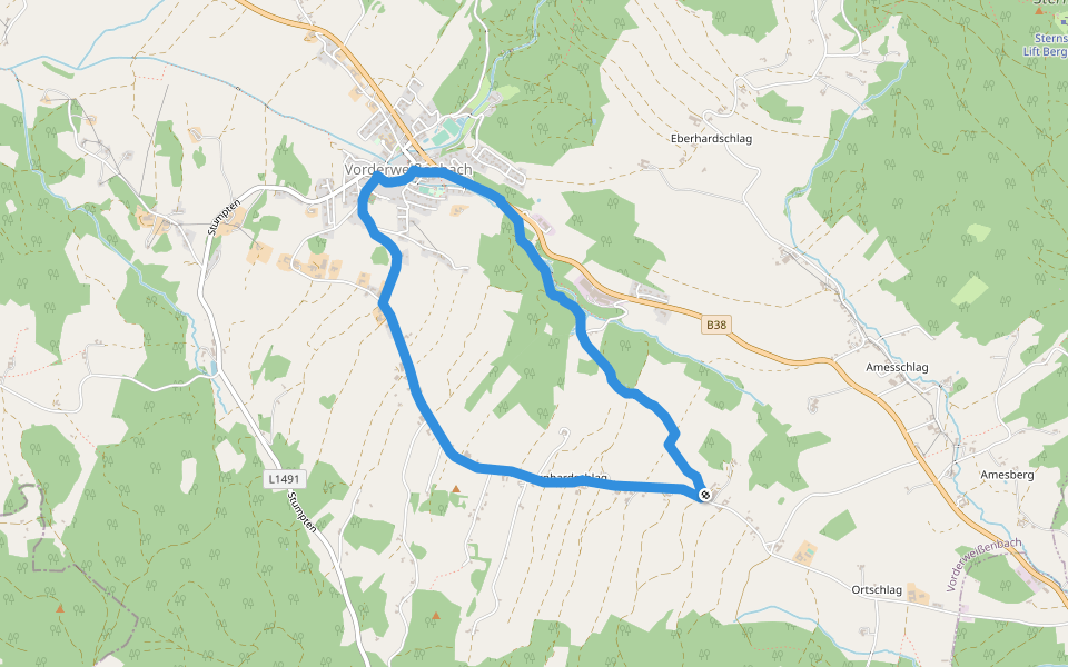 Bernhardschlagrunde walking route map in Vorderweißenbach