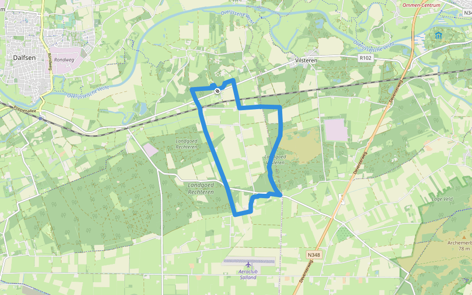 WNW Vechtdal - Hessum - paarse route walking route map in Dalfsen