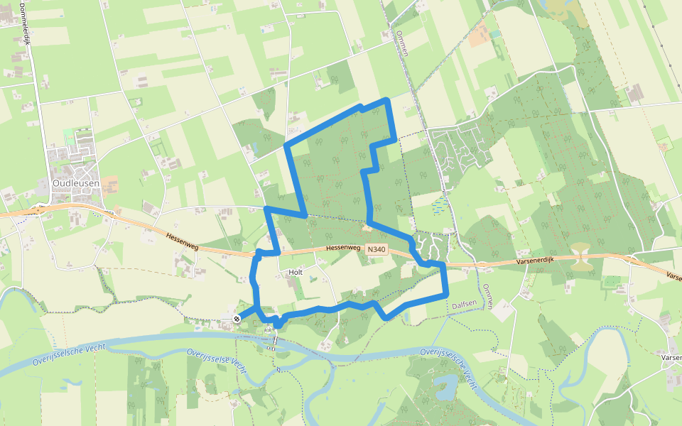 WNW Vechtdal - Oude Oever - rode route walking route map in Dalfsen