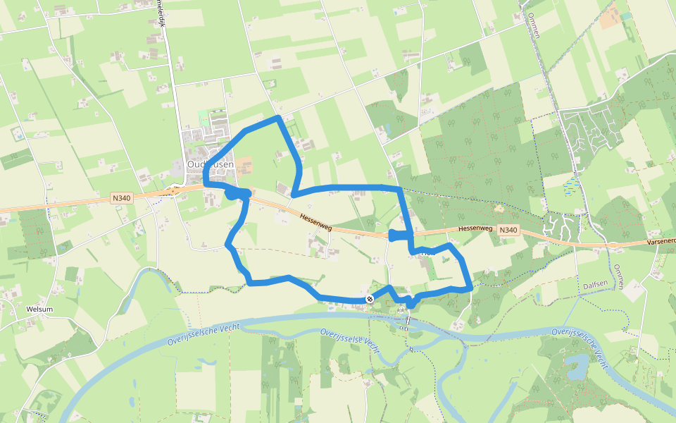 WNW Vechtdal - Oude Oever/Oudleusden - blauwe route walking route map in Dalfsen