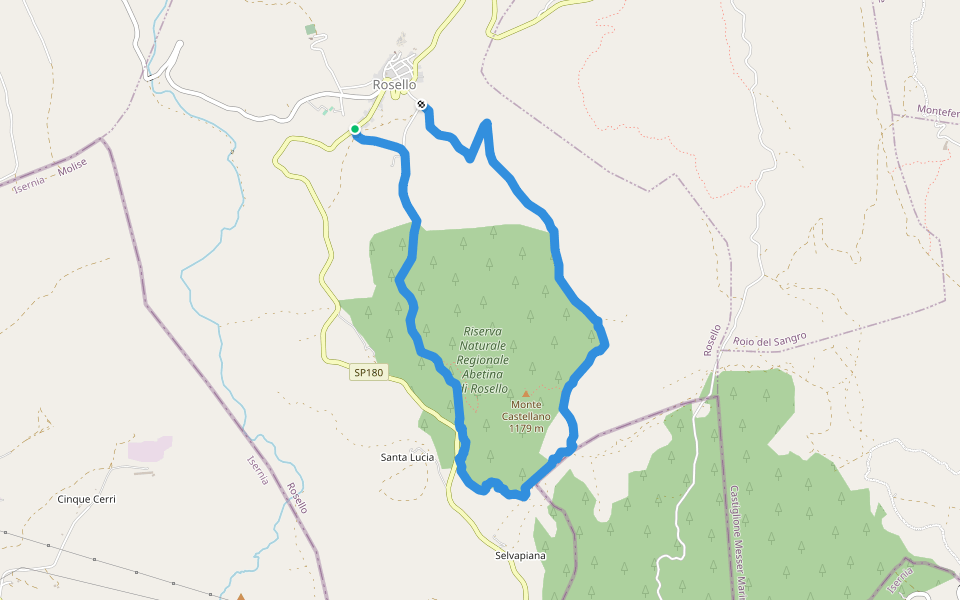 Anello dellìAbetina di Rosello walking route map in Rosello