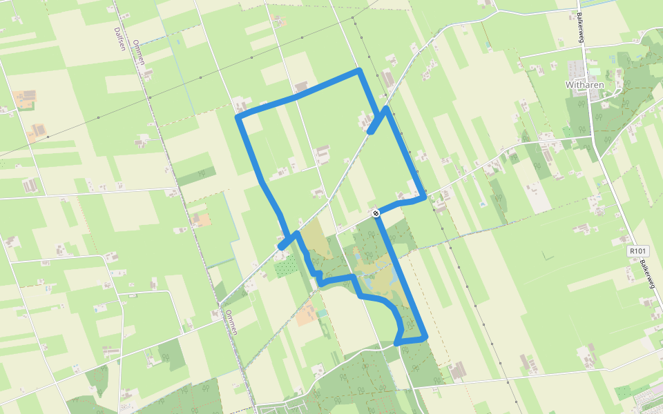 WNW Vechtdal - De Woest - groene route walking route map in Witharen
