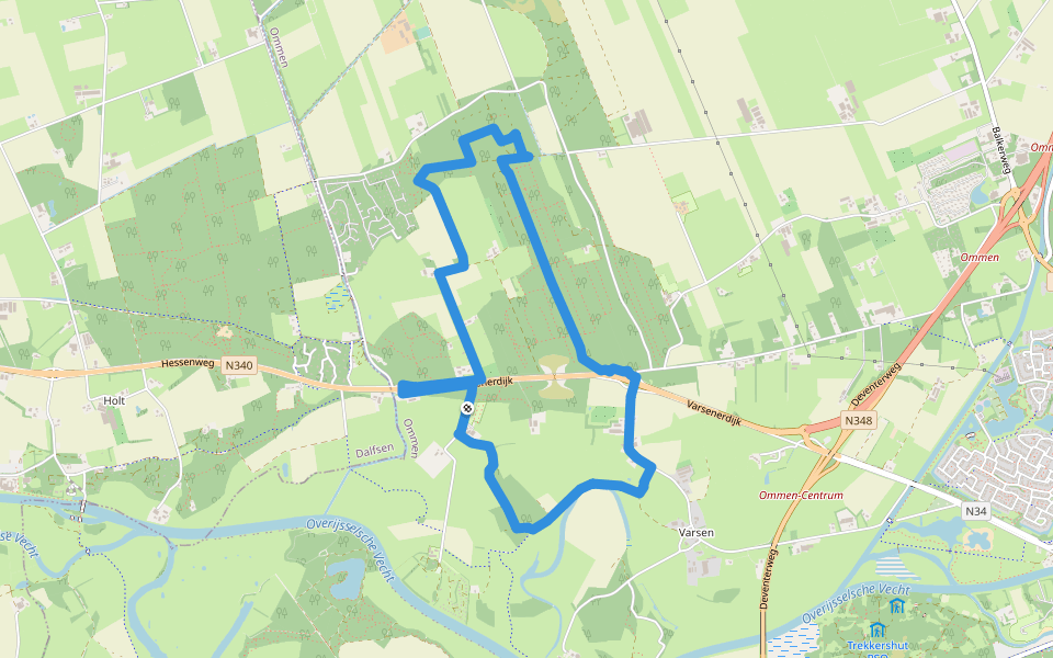 WNW Vechtdal - Varssen - oranje route walking route map in Ommen