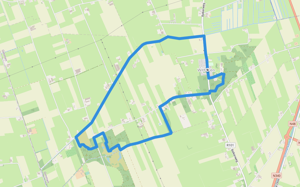 WNW Vechtdal - Witharen - paarse route walking route map in Witharen