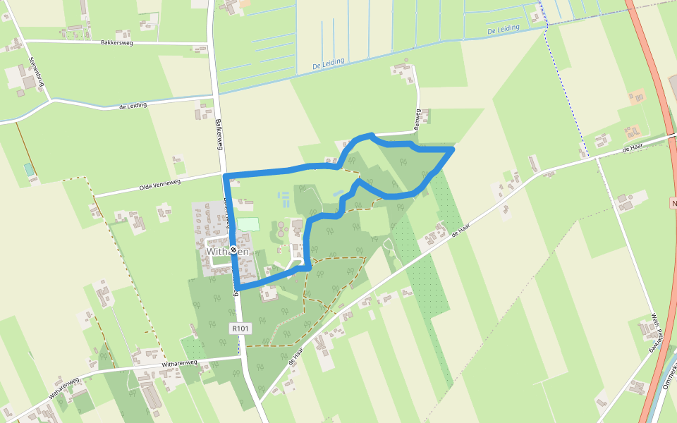 WNW Vechtdal - Witharen - oranje route walking route map in Witharen