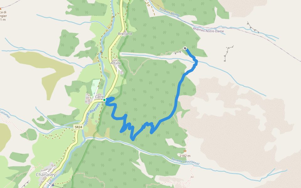 Carré-Casotto PNGP di Péchoud walking route map in Carrè