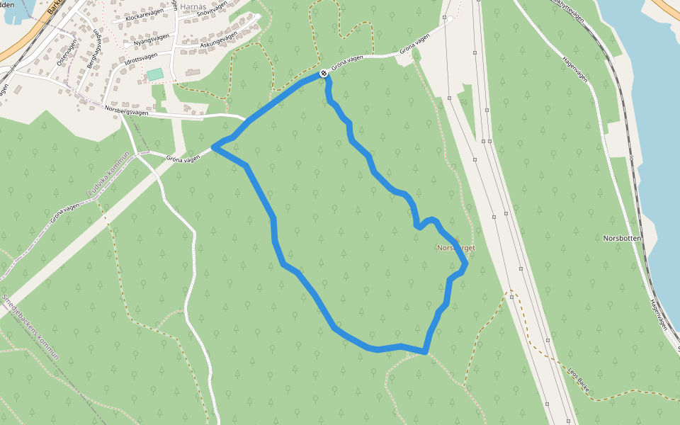Norsbergsrundan walking route map in Ludvika