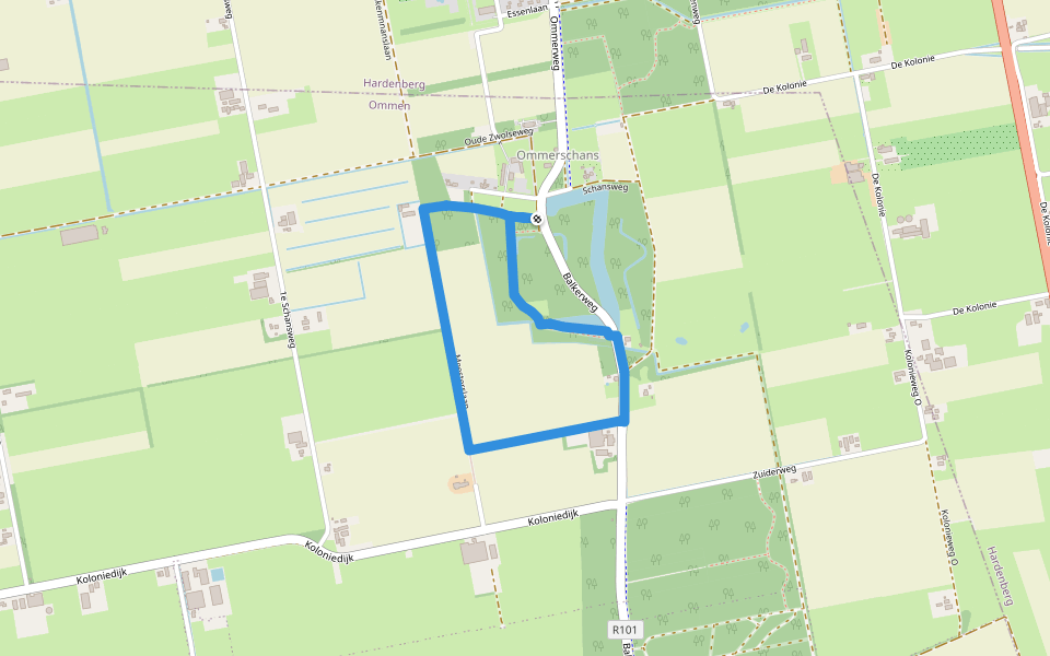 WNW Vechtdal - Ommerschans - rode route walking route map in Vinkenbuurt