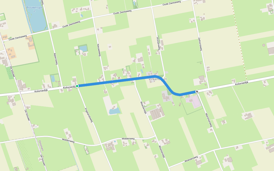 WNW Vechtdal - verbinding V21-V22 walking route map in Vinkenbuurt