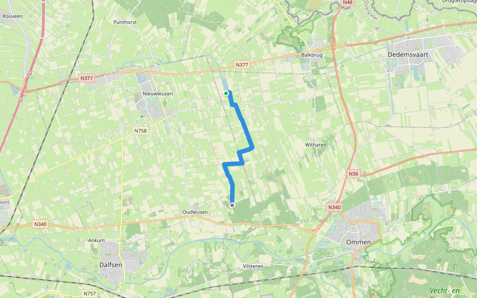 WNW Vechtdal - verbinding V20-V21-V23-V32 walking route map in Vinkenbuurt