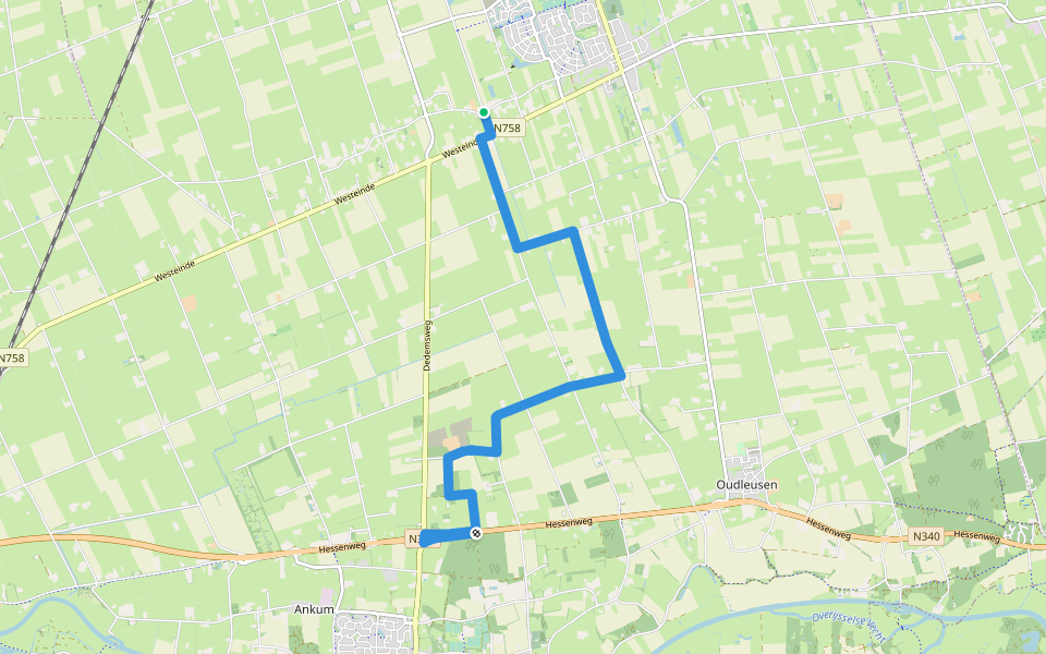 WNW Vechtdal - verbinding V17-V52 walking route map in Nieuwleusen