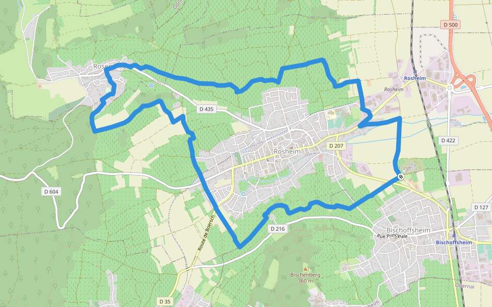 Circuit des Balcons walking route map in Bischoffsheim