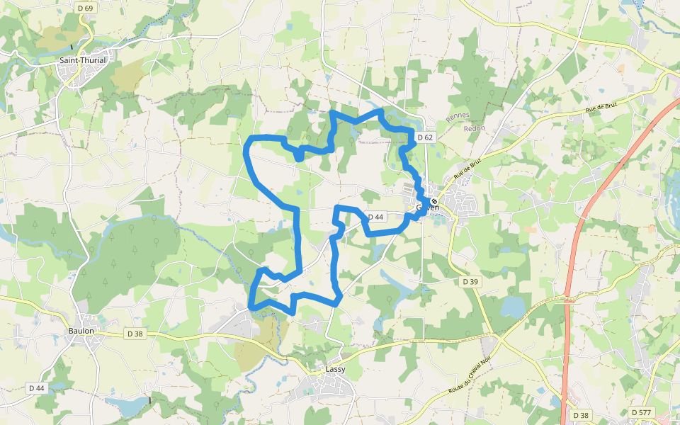 circuit de l'Hermitage walking route map in Goven