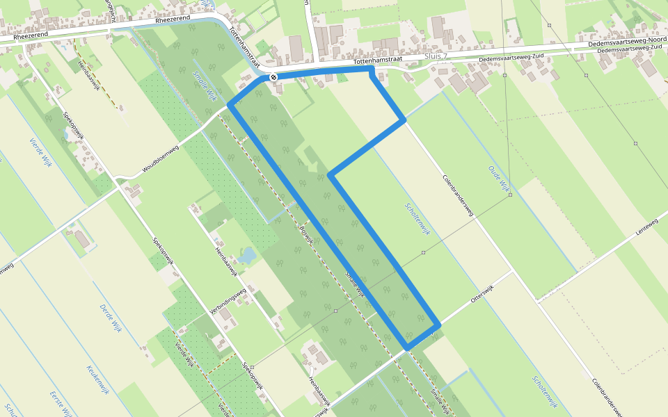 WNW Vechtdal - Sluis 7 -groene route walking route map in Dedemsvaart