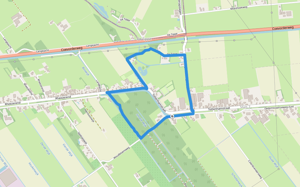 WNW Vechtdal - Sluis 7 -paarse route walking route map in Dedemsvaart