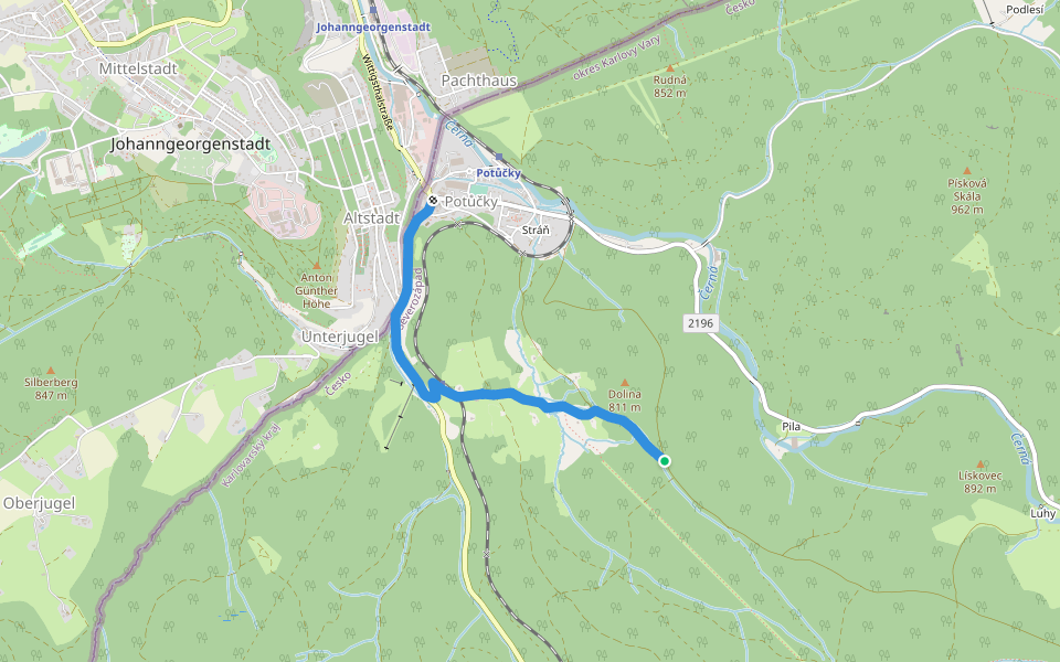 [Z] Potůčky - Železná cesta walking route map in Potůčky