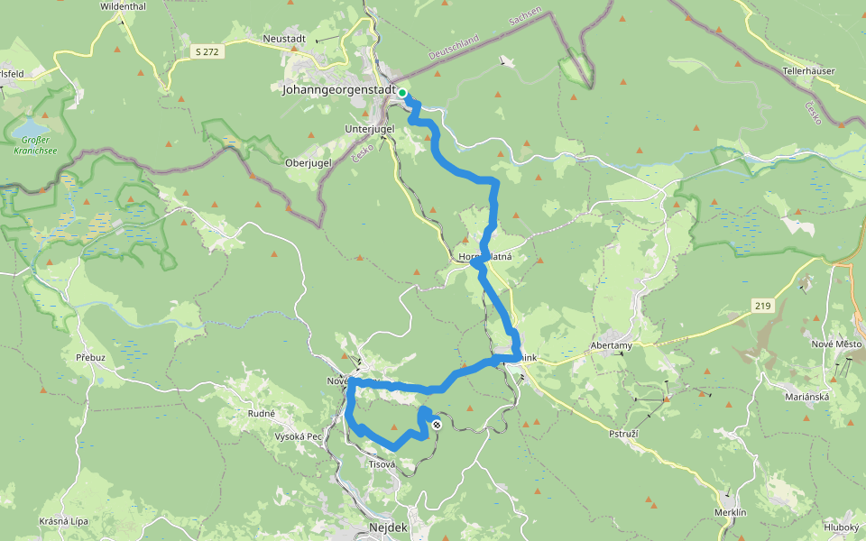 [Ž] Pernink - Nové Hamry walking route map in Potůčky