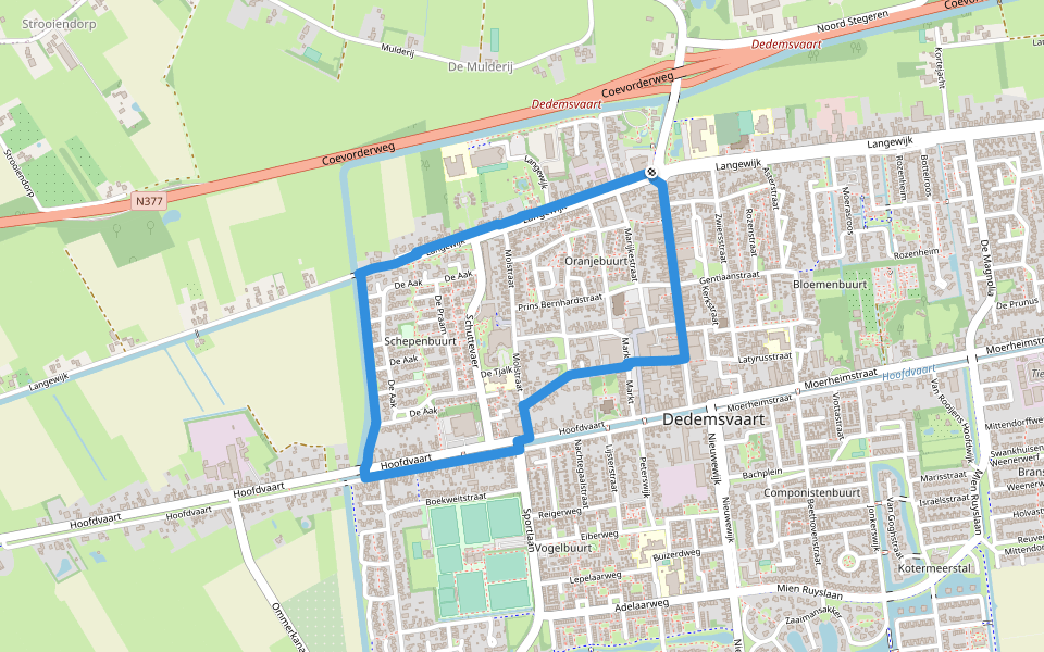 WNW Vechtdal - Dedemsvaart -gele route walking route map in Dedemsvaart