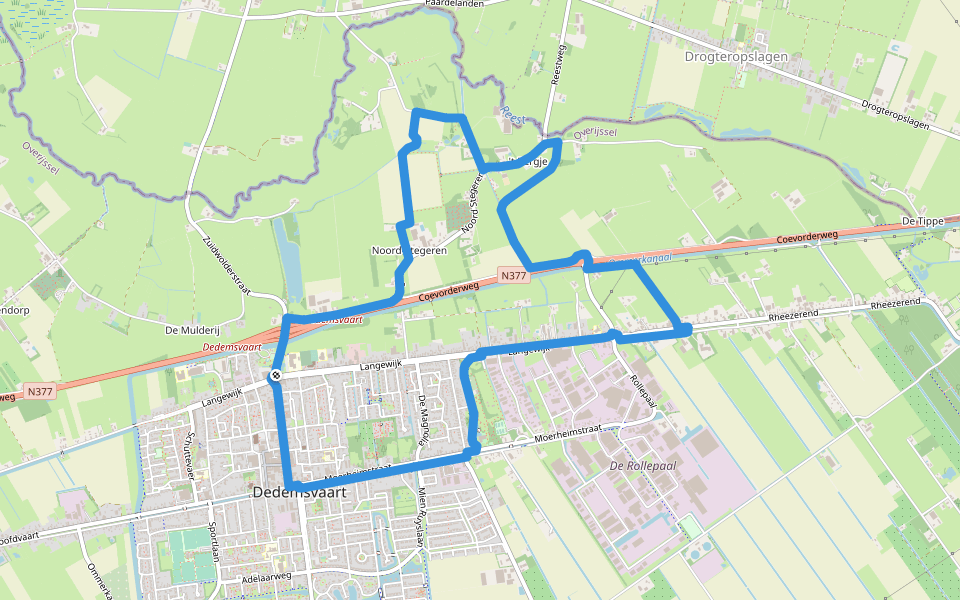 WNW Vechtdal - Dedemsvaart -groene route walking route map in Dedemsvaart