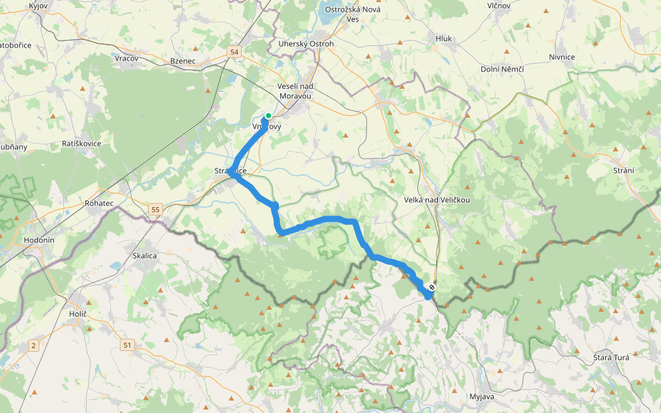 Cesta M. Kudeříkové walking route map in Vnorovy