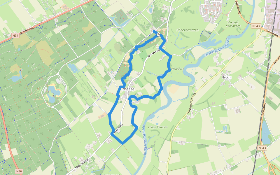 WNW Vechtdal - Rheeze/Rheezerbelten - paarse route walking route map in Hardenberg