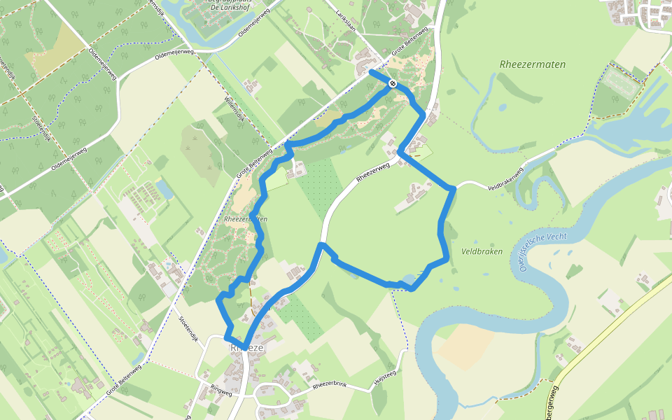 WNW Vechtdal - Rheezerbelten -gele route walking route map in Hardenberg