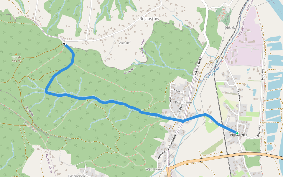 Szlak spacerowy północny walking route map in Nowy Sącz