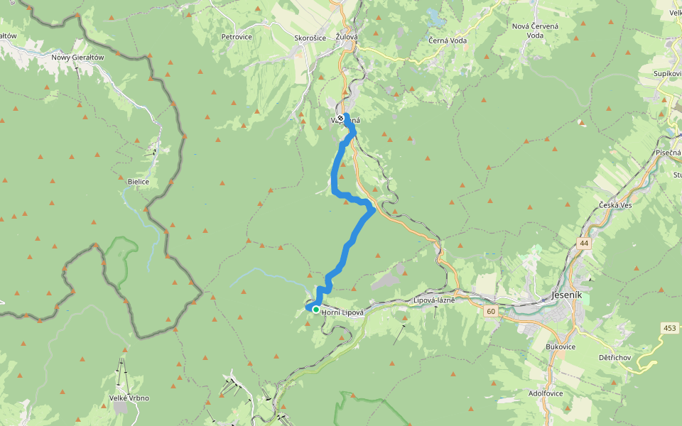 [Z] Horní Lipová - Vápenná walking route map in Lipová-lázně