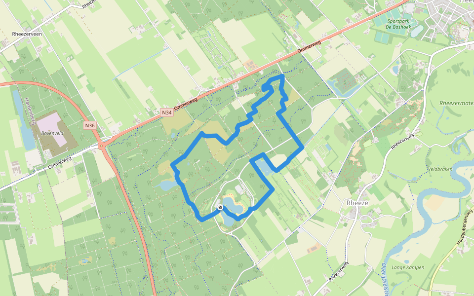 WNW Vechtdal - De Oldemeijer - groene route walking route map in Rheeze