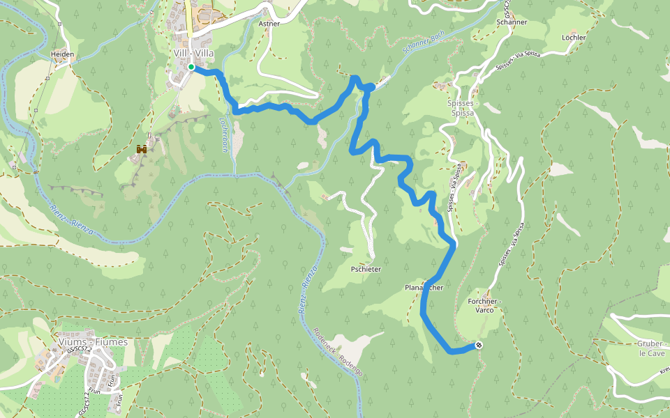 6 - Rodeneck => 1 walking route map in Villa