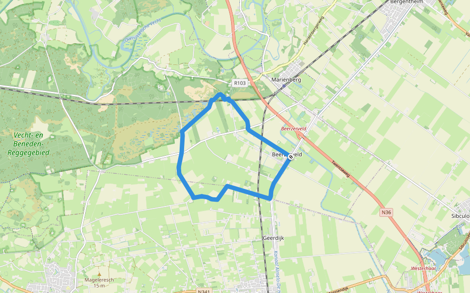 WNW Vechtdal - Beerzerveld - oranje route walking route map in Beerzerveld