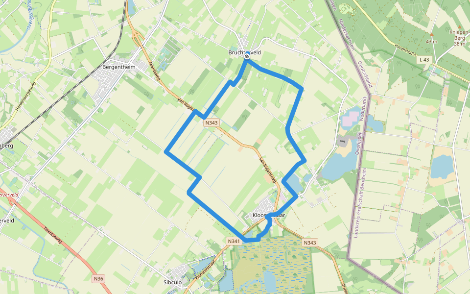 WNW Vechtdal -Bruchterveld/Kloosterhaar -oranje route walking route map in Bruchterveld