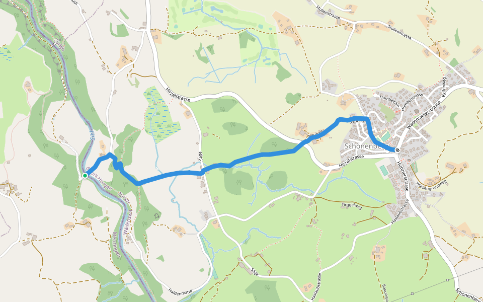 Suenersteg - Schönenberg walking route map in Wädenswil