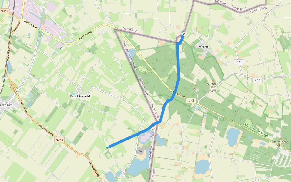 WNW Vechtdal -verbindiingsroute J25-K65 walking route map in Kloosterhaar