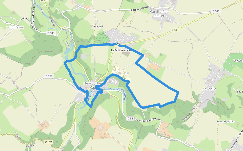 Le Bois Lambert walking route map in Héricourt-en-Caux