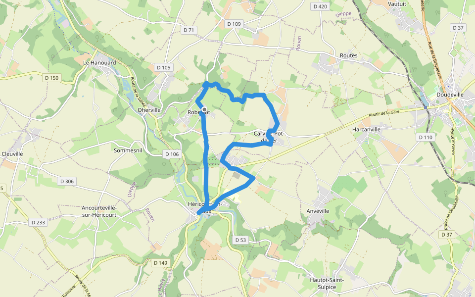 Sur les pas de Jehan Le Povremoyne walking route map in Robertot