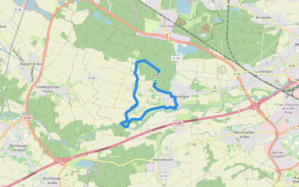 Circuit de la mémoire - Reiningue - anneau rouge walking route map in Reiningue