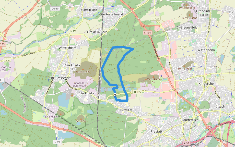 Circuit du Nonnenbruch - Richwiller - anneau vert walking route map in Richwiller