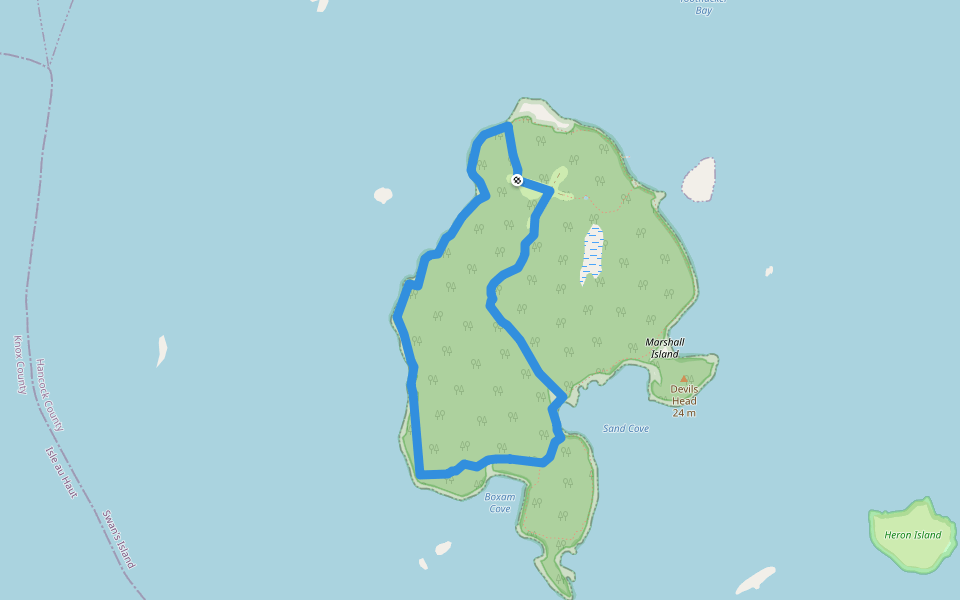 West Shore Loop Trail walking route map in Swans Island