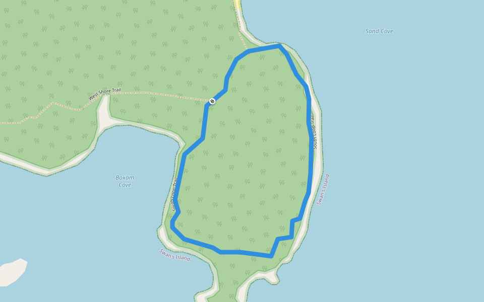 South Loop Trail walking route map in Swans Island