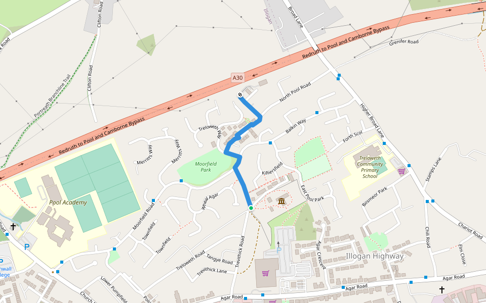 Carn Brea FP 7 walking route map in Pool