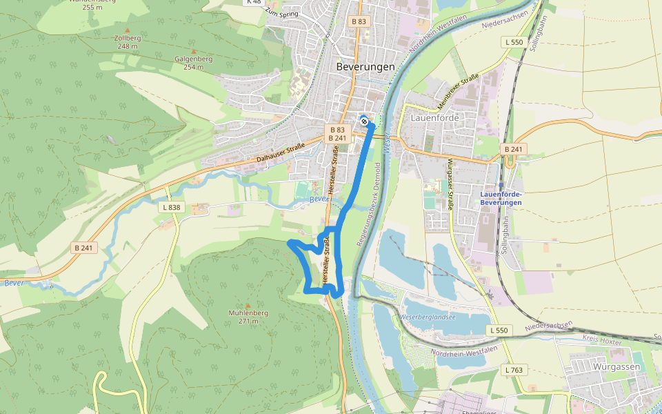 Auf den Spuren des Klausners walking route map in Beverungen