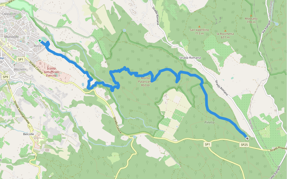 Sentiero Giuseppe Lupattelli walking route map in Viterbo