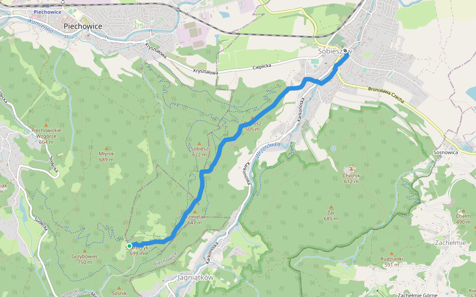 Sobieszów - Polana na Grzybowcu walking route map in Piechowice