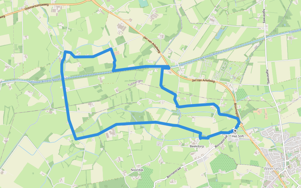 WNW Twente - Het Stift - oranje route walking route map in Weerselo