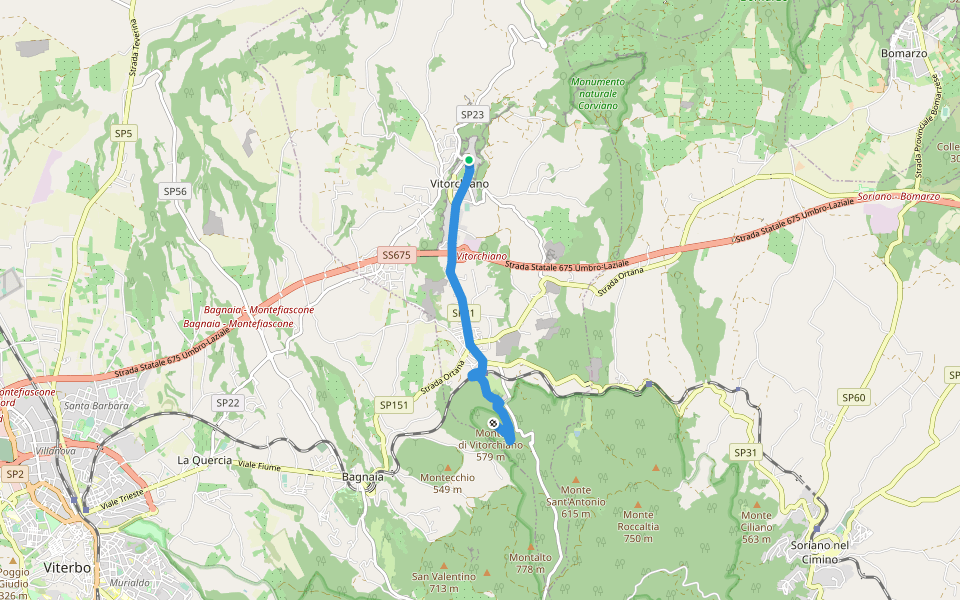 Monte di Vitorchiano walking route map in Vitorchiano