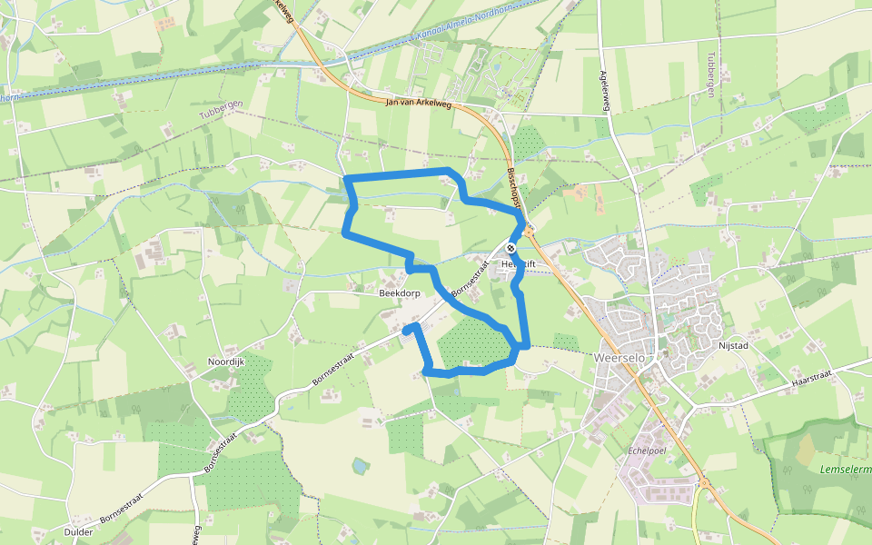 WNW Twente - Beekdorp/Het Stift - blauwe route walking route map in Weerselo
