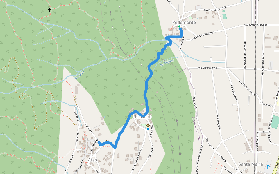 T02a walking route map in Gravellona Toce