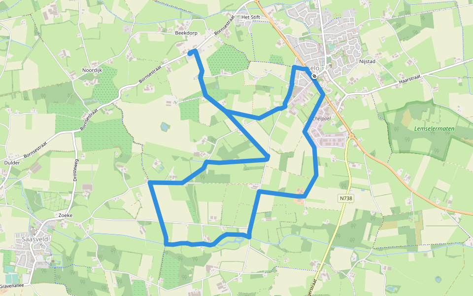 WNW Twente - Beekdorp/Weerselo - oranje route walking route map in Weerselo